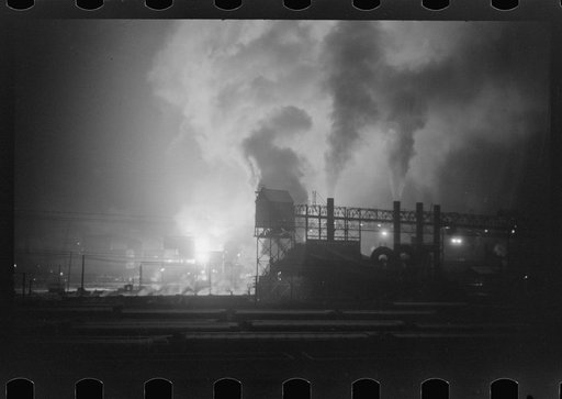 Untitled photo, possibly related to: The Bessemers "blooming" at the Jones and Laughlin Steel Company in Aliquippa, Pennsylvania