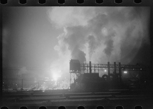 Untitled photo, possibly related to: The Bessemers "blooming" at the Jones and Laughlin Steel Company in Aliquippa, Pennsylvania