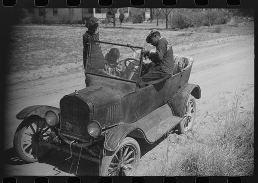 Untitled photo, possibly related to: Negro youngsters and their Model "T" near Pacolet, South Carolina