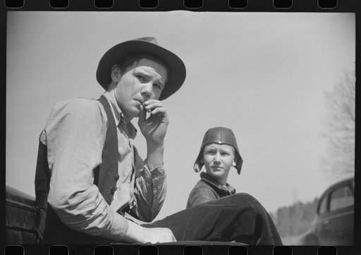 Spartanburg, South Carolina. Children of a family who are moving out of the military reservation area