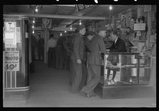 Untitled photo, possibly related to: Stores selling novelty goods and "knick knacks" have sprung up just outside the Camp Stewart grounds, near Hinesville, Georgia