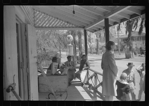 On the porch of a general store in Hinesville, Georgia
