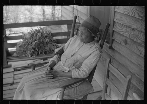 Mrs. L.A. Anderson, living in the Camp Croft area, who has come to help a neighbor move. Near Spartanburg, South Carolina