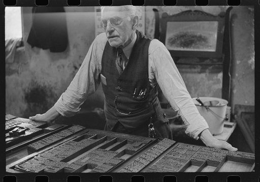 Untitled photo, possibly related to: Mr. McCutchins, editor of the local newspaper in Franklin, Heard County, Georgia