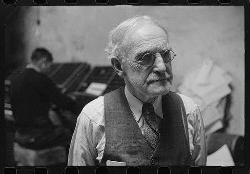 Untitled photo, possibly related to: Mr. McCutchins, editor of the News and Banner, office, Franklin, Heard County, Georgia