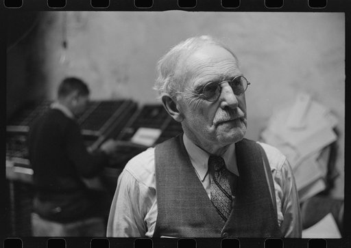 Untitled photo, possibly related to: Mr. McCutchins, editor of the News and Banner, office, Franklin, Heard County, Georgia