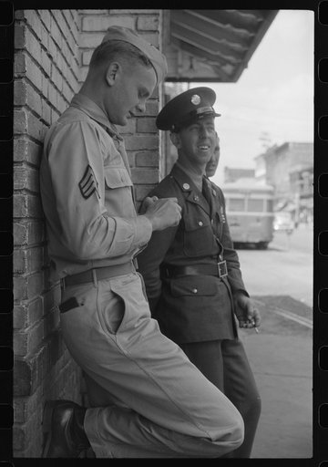 Soldiers from Fort Benning on a street in Columbus, Georgia