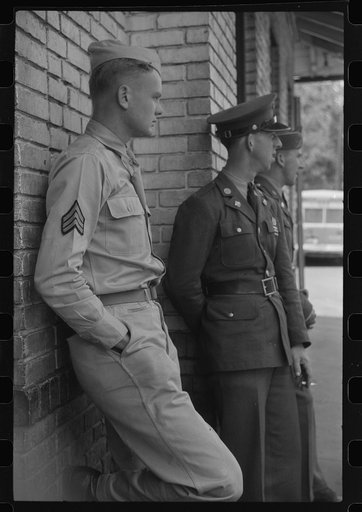 Untitled photo, possibly related to: Soldiers from Fort Benning on a street in Columbus, Georgia