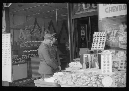 Untitled photo, possibly related to: Window display in military supply store in Columbus, Georgia