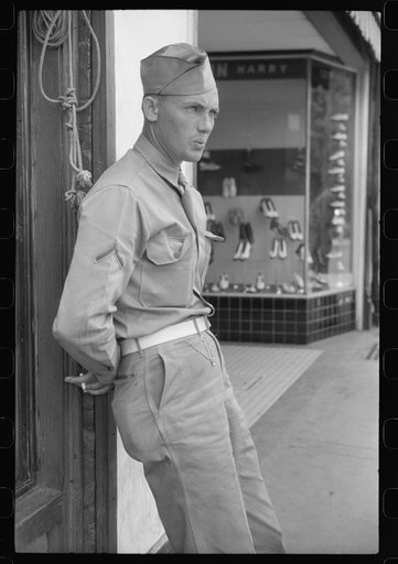 Untitled photo, possibly related to: Soldier from Fort Benning on a street in Columbus, Georgia