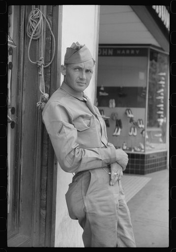Untitled photo, possibly related to: Soldier from Fort Benning on a street in Columbus, Georgia