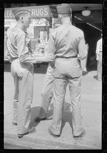 Untitled photo, possibly related to: Soldiers from Fort Benning on a street in Columbus, Georgia