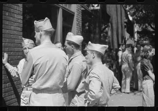 Untitled photo, possibly related to: Soldiers from Fort Benning on a street in Columbus, Georgia