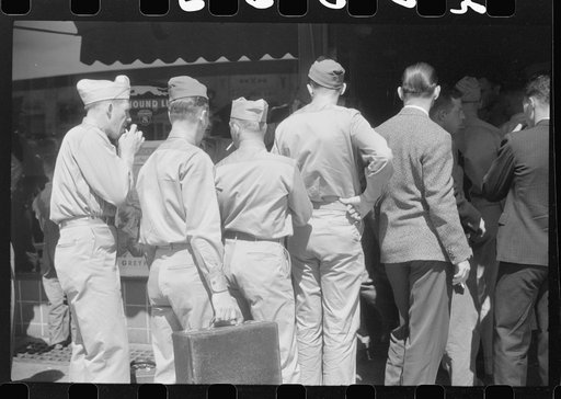 Untitled photo, possibly related to: Soldiers from Fort Benning at the bus terminal in Columbus, Georgia