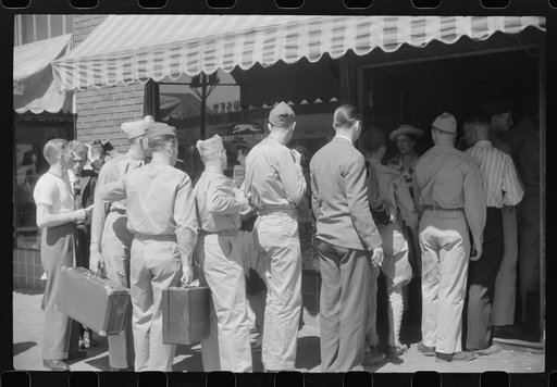 Untitled photo, possibly related to: Soldiers from Fort Benning at the bus terminal in Columbus, Georgia