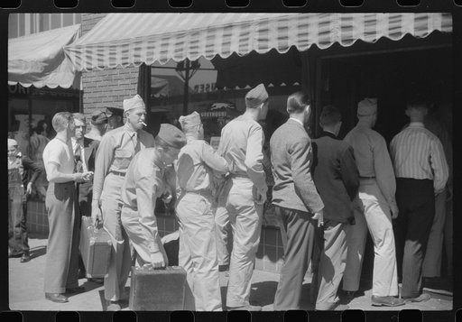 Untitled photo, possibly related to: Soldiers from Fort Benning at the bus terminal in Columbus, Georgia