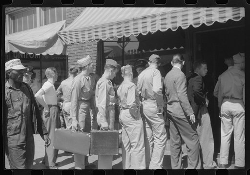 Soldiers from Fort Benning at the bus terminal in Columbus, Georgia
