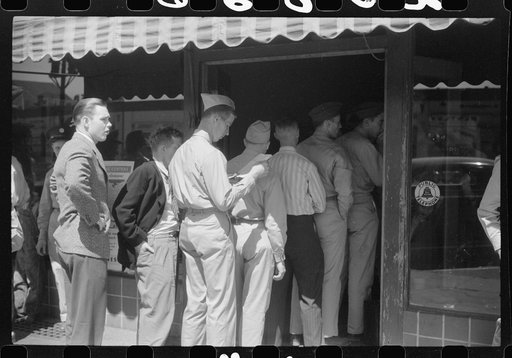 Untitled photo, possibly related to: Soldiers from Fort Benning at the bus terminal in Columbus, Georgia