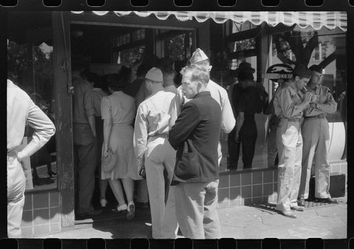 Untitled photo, possibly related to: Soldiers from Fort Benning at the bus terminal in Columbus, Georgia