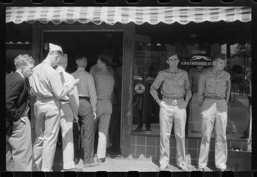 Soldiers from Fort Benning at the bus terminal in Columbus, Georgia