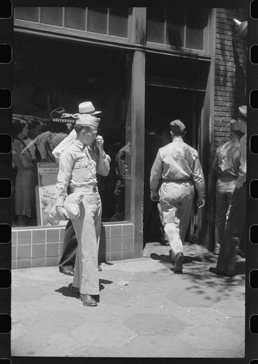 Untitled photo, possibly related to: Soldiers from Fort Benning on a street in Columbus, Georgia