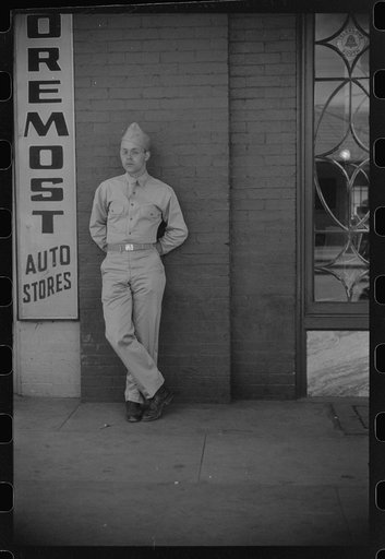 Untitled photo, possibly related to: Soldier from Fort Benning on a street in Columbus, Georgia