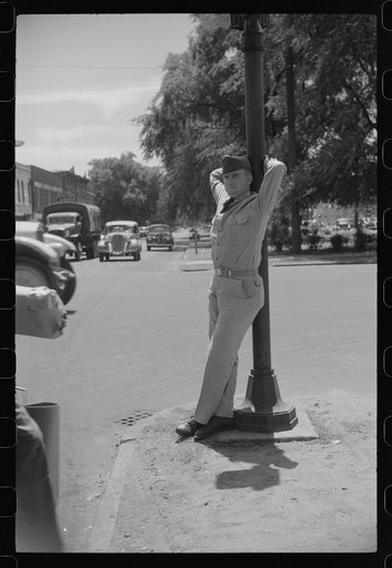 Untitled photo, possibly related to: Soldier from Fort Benning on a street in Columbus, Georgia