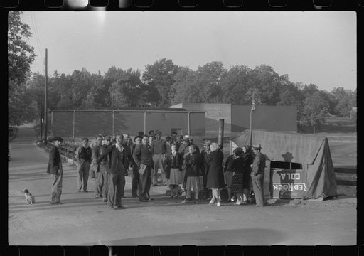 Untitled photo, possibly related to: Pickets outside a textile mill in Greensboro, Green County, Georgia