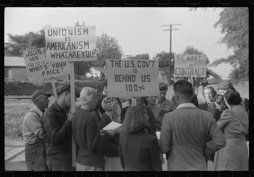 Pickets outside a textile mill in Greensboro, Green County, Georgia