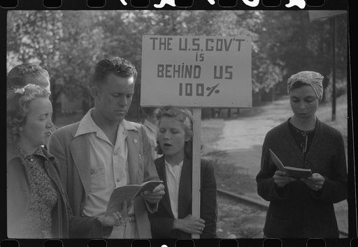 Untitled photo, possibly related to: Pickets outside a textile mill in Greensboro, Green County, Georgia