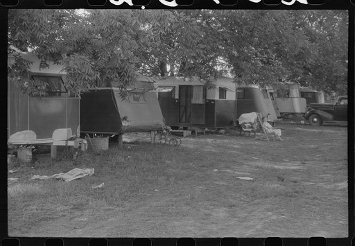 Untitled photo, possibly related to: In a trailer camp in Childersburg, Alabama. Many workmen and their families living here are either waiting for job openings or already have jobs at the nearby powder plant