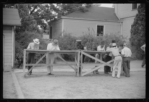 Filling out applications for employment at the Du Pont powder plant near Childersburg, at the employment office in Sylacauga, Alabama