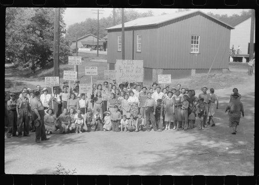 CIO pickets outside a mill in Greensboro pose for their picture. Greene County, Georgia