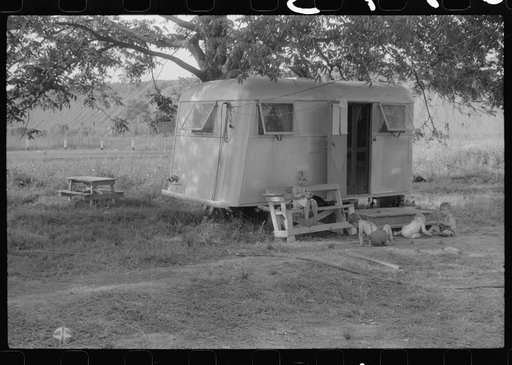 Untitled photo, possibly related to: In a trailer camp in Childersburg, Alabama. Many workmen and their families living here are either waiting for job openings or already have jobs at the nearby powder plant