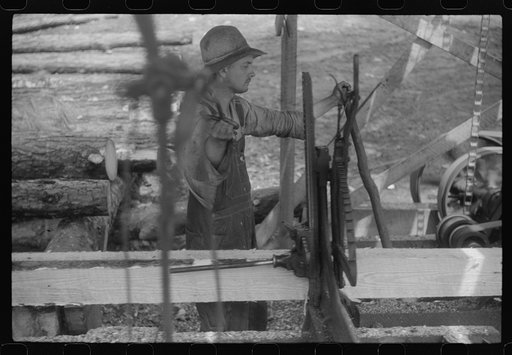 Untitled photo, possibly related to: Sawmill worker at a small works in southern Greene County, Georgia