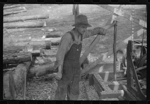 Untitled photo, possibly related to: Sawmill worker at a small works in southern Greene County, Georgia