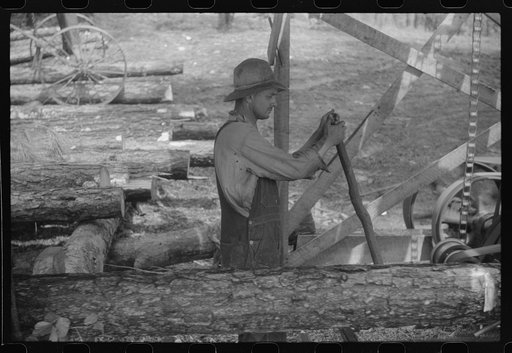 Sawmill worker at a small works in southern Greene County, Georgia