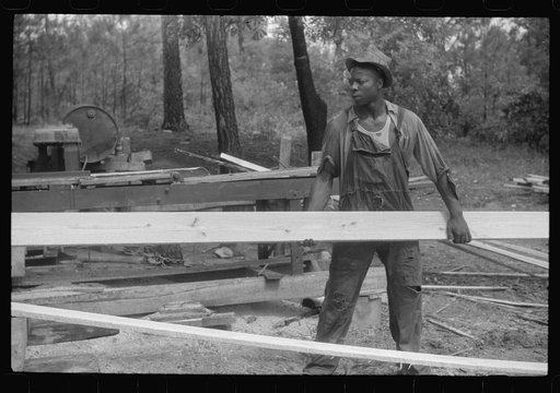 Negro worker at a small sawmill works in southern Greene County, Georgia
