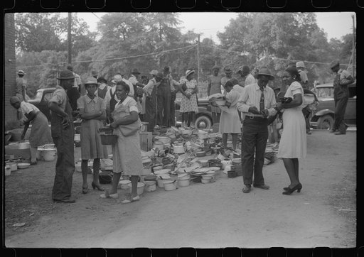 A sale of pots and pans in Union Point, Greene County, Georgia