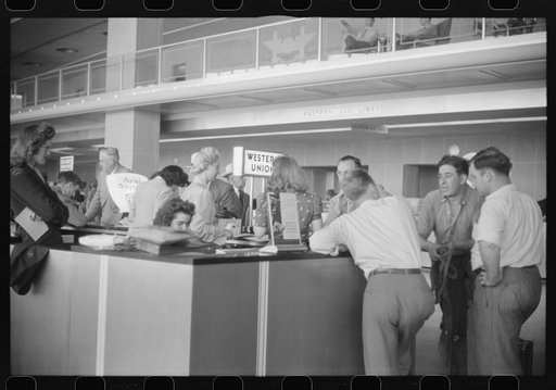 Washington, D.C. The Western Union desk in the municipal airport