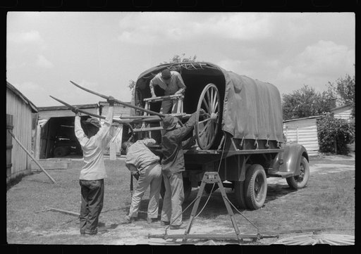 The CCC (Civilian Conservation Corps) helped move some of the families out of the area being taken over by the army in Caroline County, Virginia
