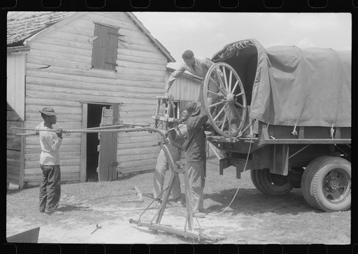 Untitled photo, possibly related to: The CCC (Civilian Conservation Corps) helped move some of the families out of the area being taken over by the army in Caroline County, Virginia