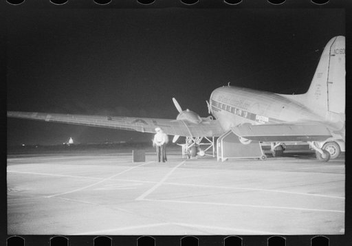 Untitled photo, possibly related to: A plane waiting to take off at the municipal airport, Washington, D.C.