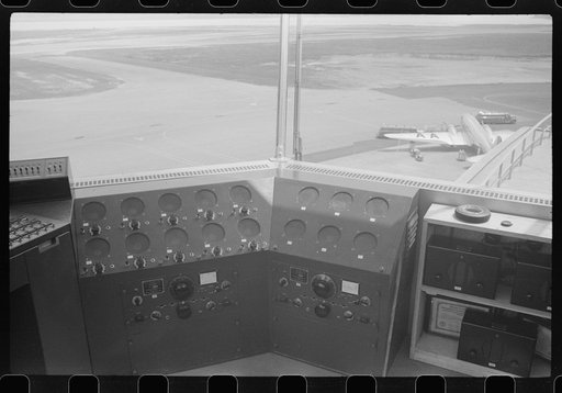 Radios in the control tower at the municipal airport, in Washington, D.C.