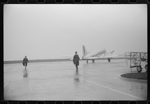 A plane taxiing off to the main runway at the municipal airport, in Washington, D.C.
