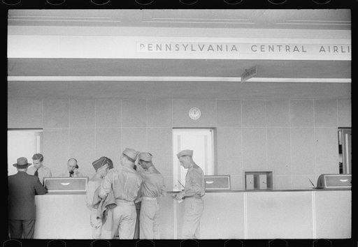 Untitled photo, possibly related to: Soldiers at the counter in the municipal airport in Washington, D.C.