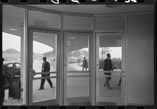 Untitled photo, possibly related to: Looking out of one of the vestibules at the entrance to the municipal airport in Washington, D.C.