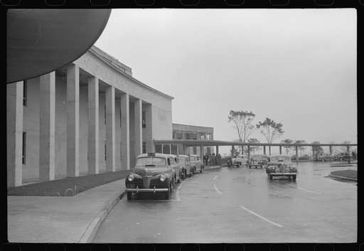 Untitled photo, possibly related to: Outside one of the main entrances to the municipal airport, in Washington, D.C.