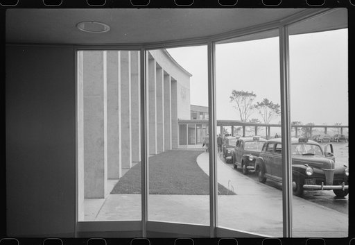 Untitled photo, possibly related to: Outside one of the main entrances to the municipal airport, in Washington, D.C.