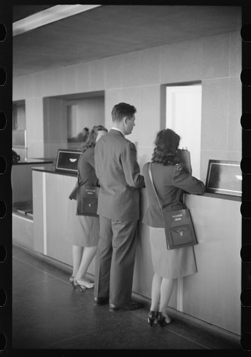 Ticket counter in main waiting room of the municipal airport in Washington, D.C.